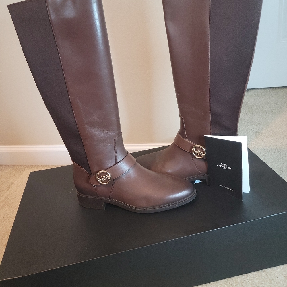 NIB Brown Leather Coach Riding Boots